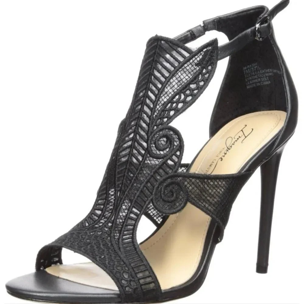 Vince Camuto Randal Black Lace Sandal Heel Shoe Women’s Size 9 1/2